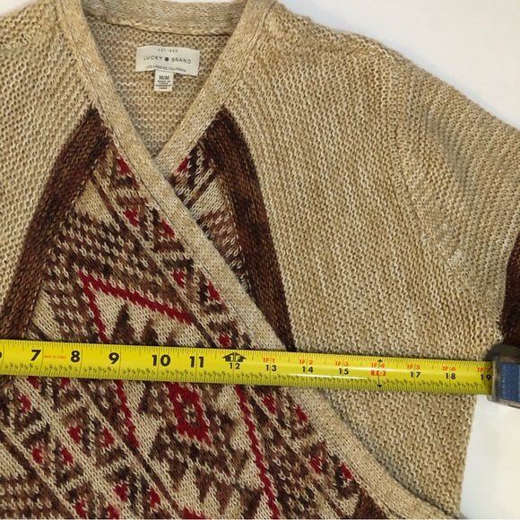 Lucky Brand Women’s Aztec Knit Open Front Long Sleeve Boho Cardigan Size Medium - Picture 7 of 9
